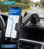 Car Phone Holder (Upgraded Carbon Fiber)  - 360° Suction Cup Dashboard & Windshield Mount - Image 3