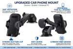Car Phone Holder (Upgraded Carbon Fiber)  - 360° Suction Cup Dashboard & Windshield Mount - Image 4