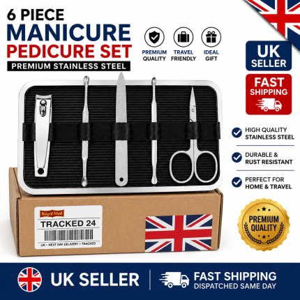 5-Piece Stainless Steel Manicure Set – Portable Nail Care & Grooming Kit for Men & Women