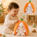 Cute Easter Bunny Plush, Carrot Stuffed Animal That Converts into a Rabbit Doll - Image 4