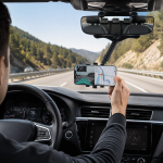 Universal Car Rear View Mirror Phone Holder – 360° Adjustable Smartphone Mount - Image 3