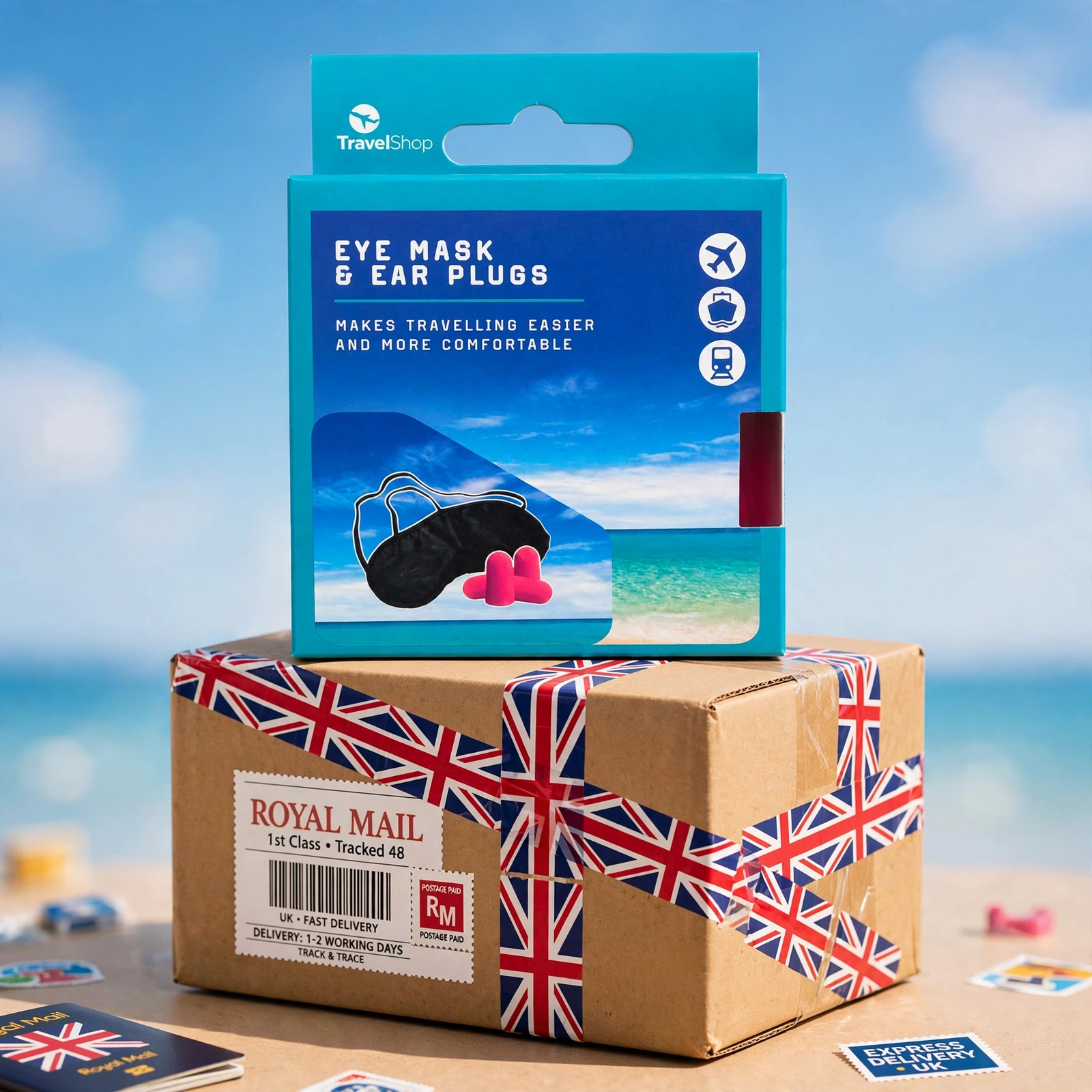 travelshop_uk_delivery_hero Premium Travel Sleep Mask & Ear Plugs Set – Comfortable Eye Mask for Flights, Trains & Rest - Image 1