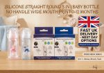 OEM BPA Free PP/LSR Silicone Straight Round 3 in 1 Baby Bottle No Handle Wide Mouth Print 0-12 Months