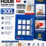 9 Pack Self Adhesive Hooks 300g Heavy Duty Wall Hooks – No Drilling Strong Adhesion